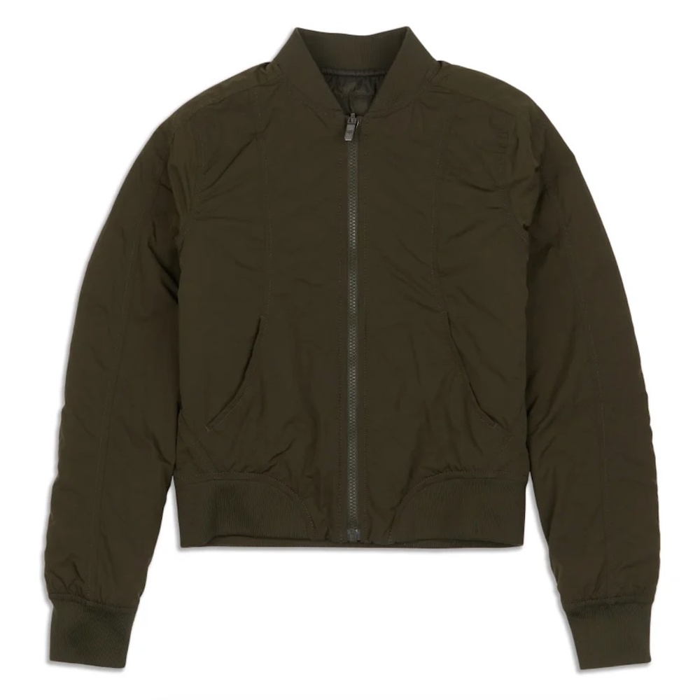 Lululemon Reversible Nonstop Bomber Jacket - Dark Olive, Sz 2